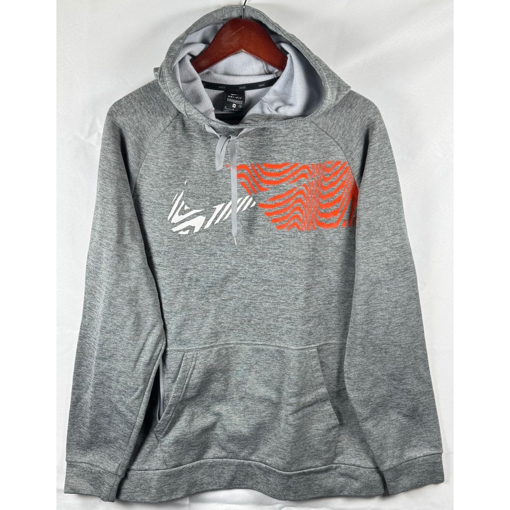 Nike Dri-FIT Mens Gray Graphic Pullover Hoodie CU6269-063 Size M